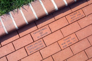 Bricks on the walkway between Benson Center and Tribble Hall, August 2, 2001. (WFU/Ken Bennett)