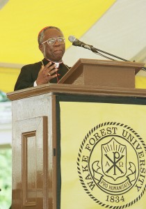 Wake Forest University commencement ceremonies, May 1999, featuring Cardinal Arrinze as speaker.