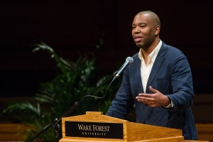 Writer Ta-Nehisi Coates speaks at Wake Forest University as part of the Voices of Our Time series in Wait Chapel on Tuesday, November 17, 2015.