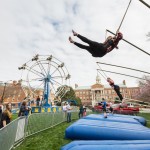 Wake Forest students enjoy the carnival on Davis Field, part of the annual Springfest celebration, on Wednesday, March 25, 2015.