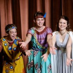 Wake Forest sophomore Abby Bowman ('18) is Philia, senior Jay Buchanan ('16) is Hysterium, and junior Eli Bradley ('17) is Pseudolus in the Wake Forest Theatre production of A Funny Thing Happened on the Way to the Forum, opening on April 1, 2016 on the Main Stage Theatre. They were photographed in the Scales Fine Arts Center on Monday, March 14, 2016.