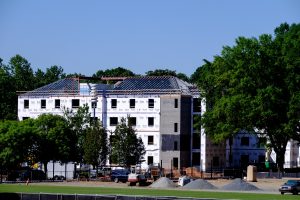 Construction of the new first year residence hall on the Wake Forest campus continues on Thursday, June 9, 2016.